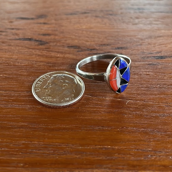 Inlaid Sterling Silver Ring - Picture 2 of 2